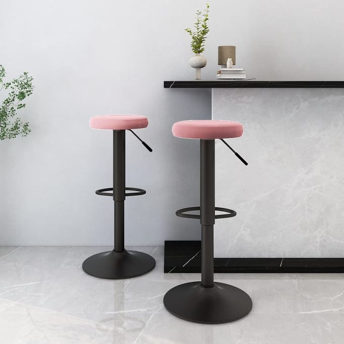 vidaXL - Barkrukken - 2 - st - fluweel - roze
