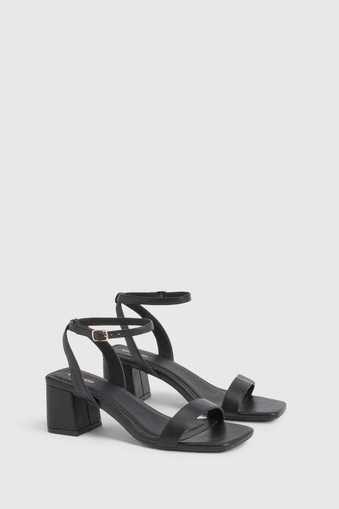 boohoo Dames Lage Blokhak Tweedelige Hakken | Zwart | Maat: 37