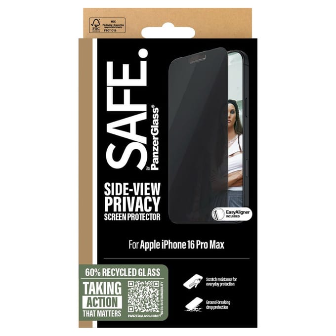 SAFE by PanzerGlass Privacy Screenprotector Ultra Wide Fit met applicator geschikt voor Apple iPhone 16 Pro Max