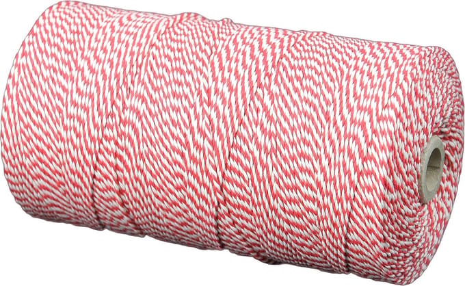 Katoenkoord - Rood/Wit - Touw - spoel 100gr - dikte 1,5mm - lengte 130 mtr (Nr.16)