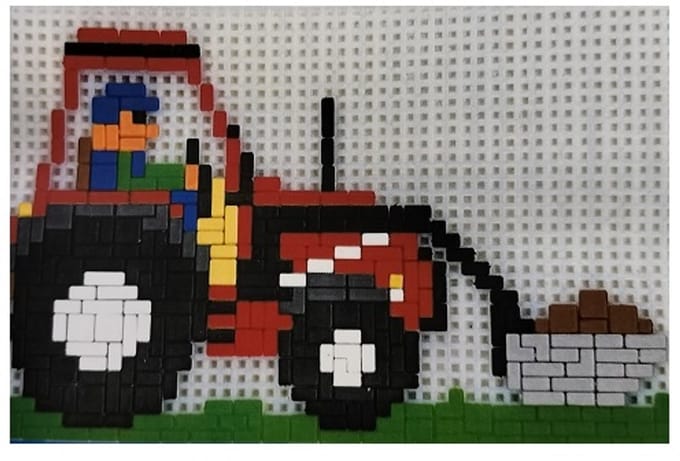 Stickit Tractor met voorlader, ca. 650 steentjes