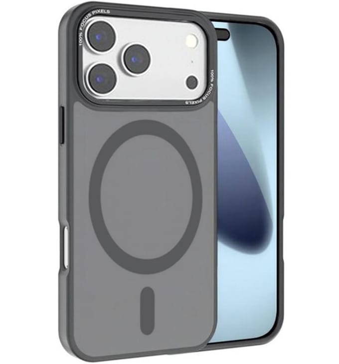 Backcover Shock proof [Compatibel met MagSafe] Schokbestendig Hoesje - Geschikt voor: Apple iPhone 17 Pro Max - Grijs + 2x Glasplaatje Screenprotector