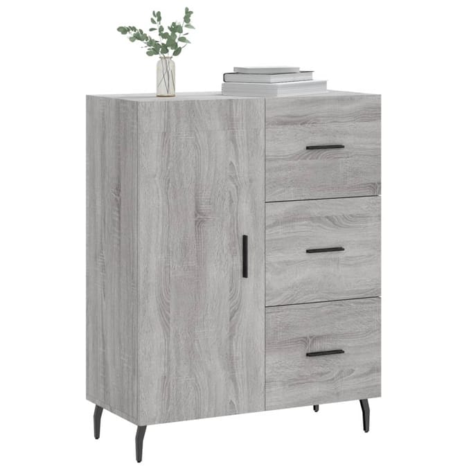 vidaXL - Dressoir - 69,5x34x90 - cm - bewerkt - hout - grijs - sonoma - eikenkleurig