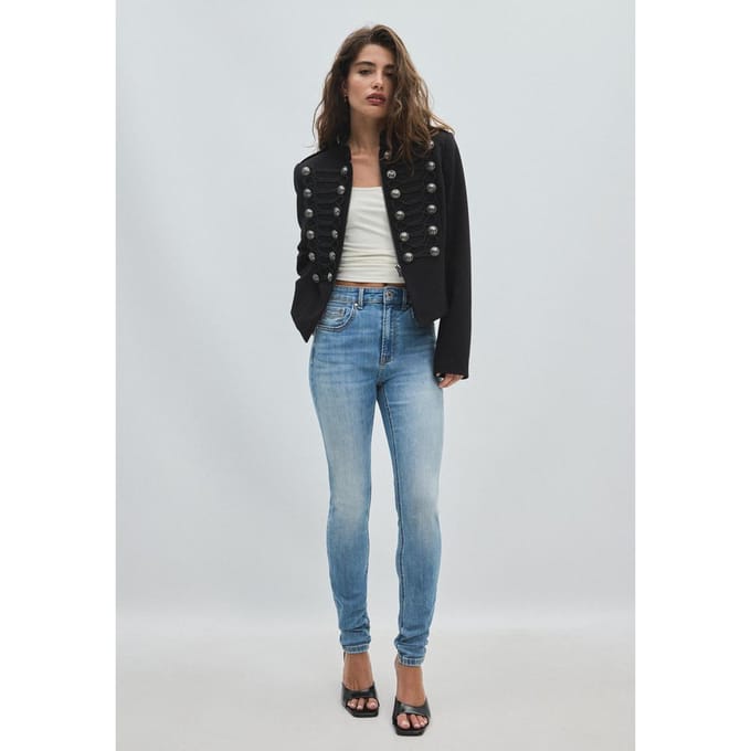 Stradivarius Getailleerd colbert met studs  Zwart XS