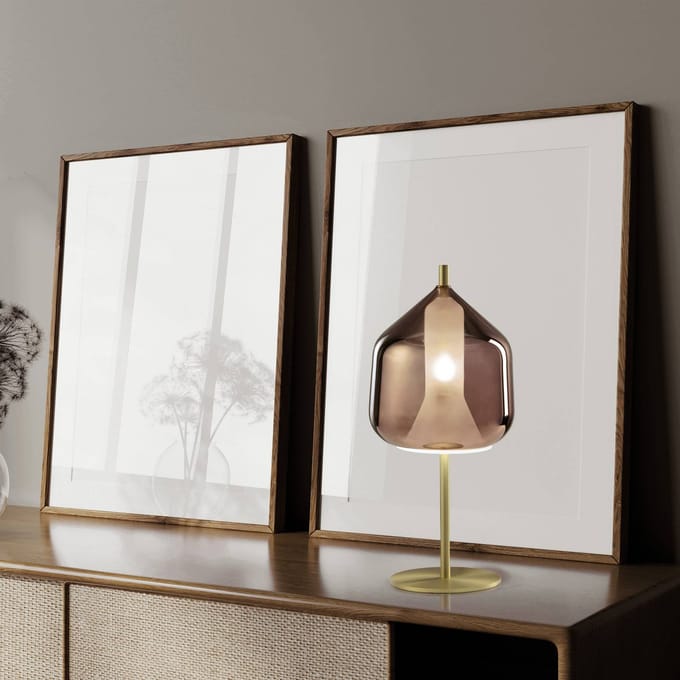 miloox by Sforzin Tafellamp X-Ray, koper/goudkleurig, hoogte 32,5 cm glas