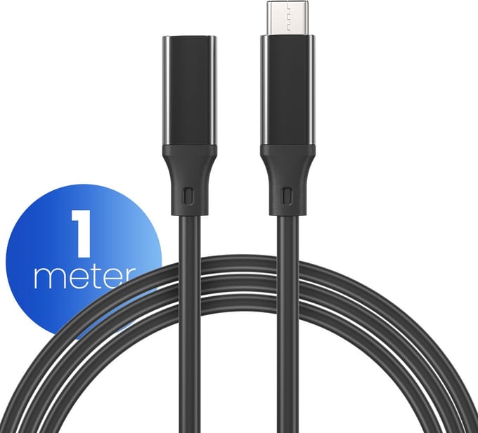 Garpex® USB C Verlengkabel - USB C Kabel - USB C naar USB C Kabel - USB 3.1 Type-C Verlengkabel - 1 meter