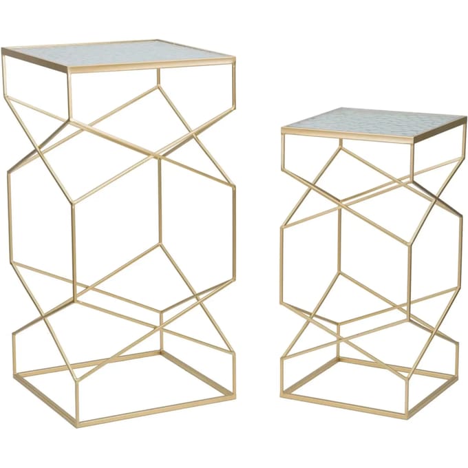 Bijzettafel van goudkleurig metaal Mauro Ferretti Glassy (x2)