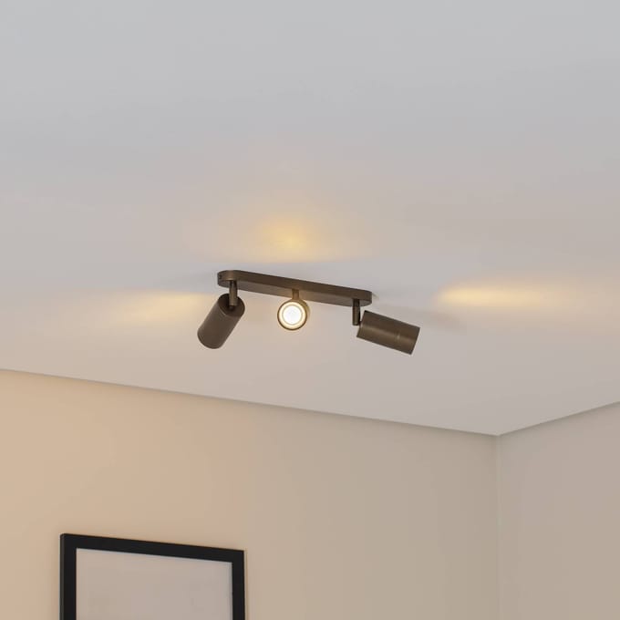 Luminex Plafondspot Link, titanium-goudkleurig, lengte 33 cm, 3-lamps.