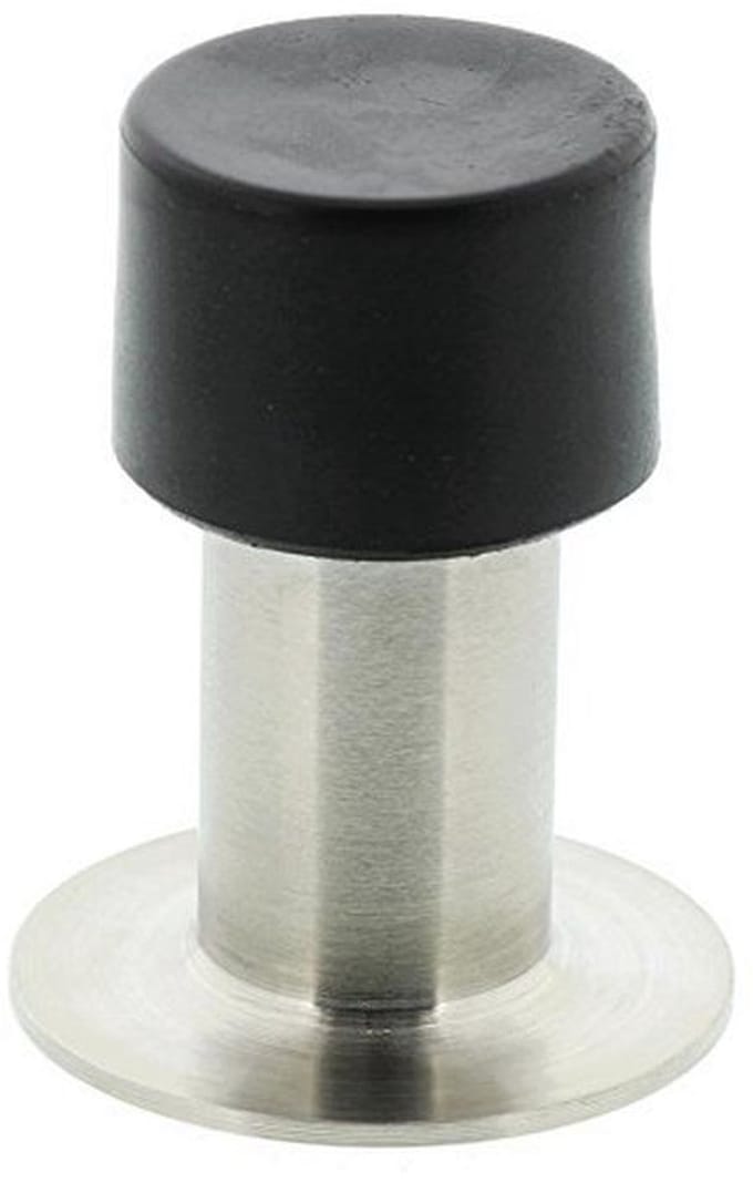 Elegante Wanddeurstopper van Roestvrij Staal met Rubberen Stopper - 65 mm Hoog