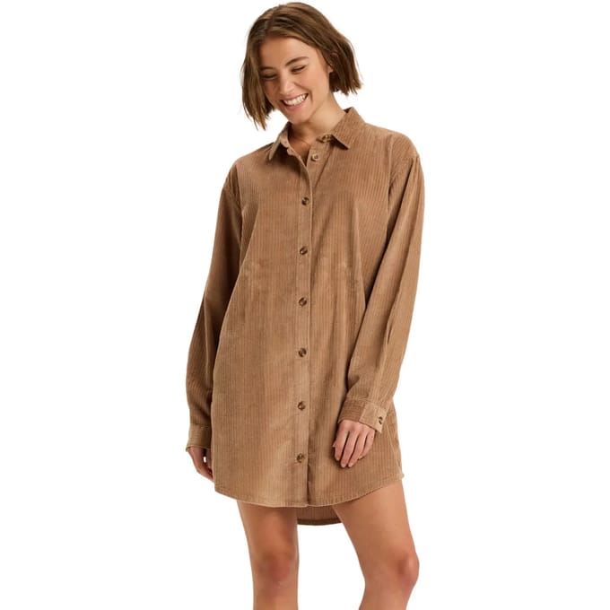Roxy Wavy Lights Korte Jurk Met Lange Mouwen Bruin S Vrouw