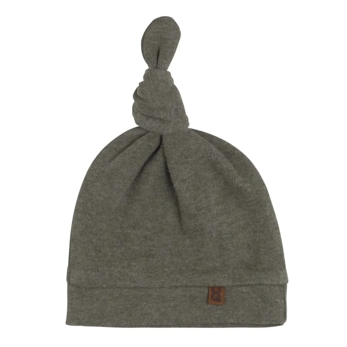Baby's Only Knoopmutsje Melange - Khaki - 3-6 mnd - 100% ecologisch katoen - GOTS
