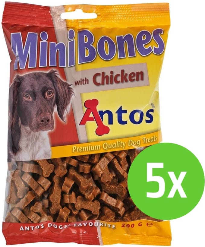 Antos Mini Bones Kip - hondensnoepjes - 200 gram - 5 Verpakkingen