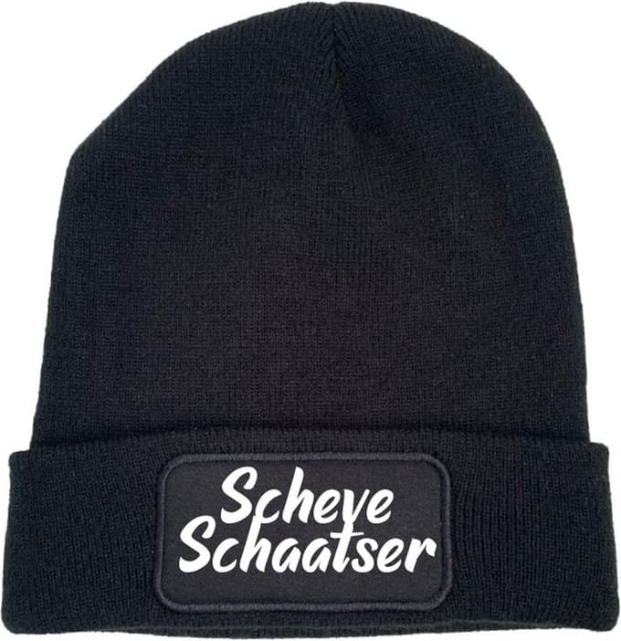 Schaatsmuts zwart - Scheve schaatser - soBAD. | Unisex | Skimuts | Muts | Kou | met grappige tekst | Winter | Beanie