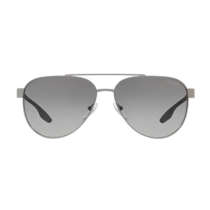 Lunettes de soleil Aviateur Double Pont Prada Homme lunettes de soleil Argent PS54TS5AV3M1 Basic Packaging-Eyeglass Case+Box,58 gray