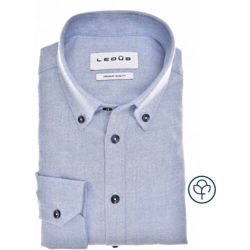 Ledûb Overhemd Slim Oxford Button-Down Midden Blauw / male