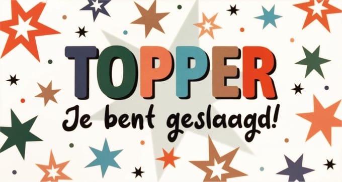 Kaart - Geslaagd - Topper Je Bent Geslaagd - Met Envelop - 1 Stuk