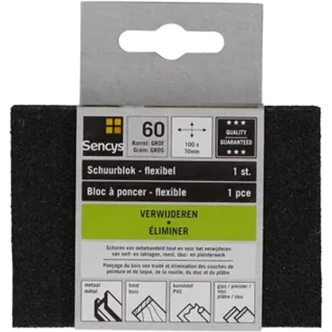 Sencys Schuurpad - P60 - Zwart - 70x100mm - 1 Stuks