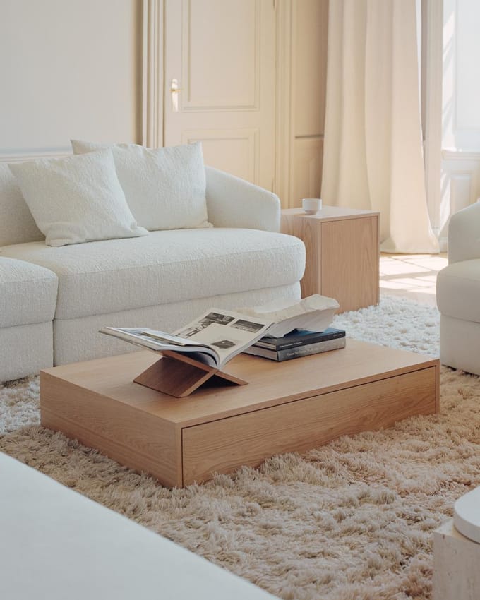 New Works Mass Brede Salontafel met lade - eiken