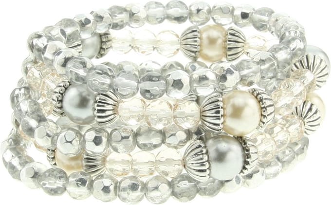 Behave - elastische armband Rome - parelstijl feestelijk - 5 tot 9 mm kraal