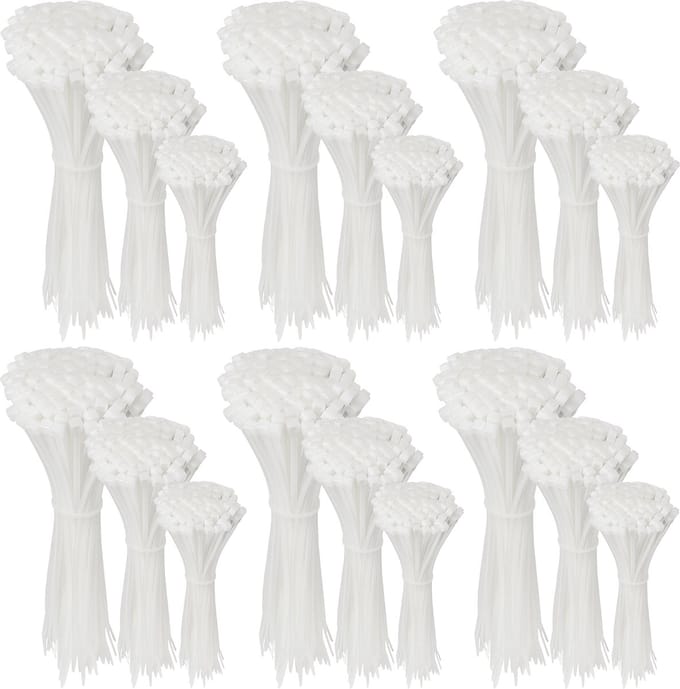 Polyamide Kabelbinders, Tie Rips, Witte Kabelmarkeringen Set 2,5 mm / 1800 stuks