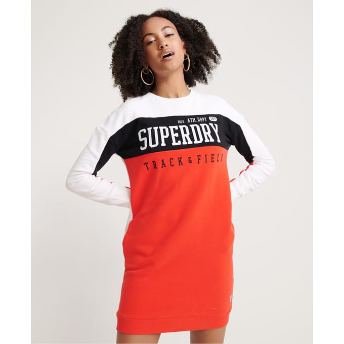 Superdry Paneel Sweat Jurk met lange mouwen