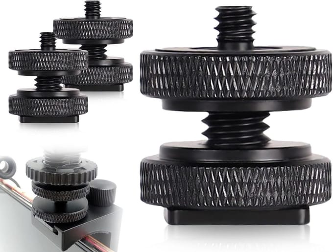 Camera Hot Shoe Adapter Set - 1/4 Inch Draad, Geschikt voor Flitsers, Microfoons en Statiefgebruik