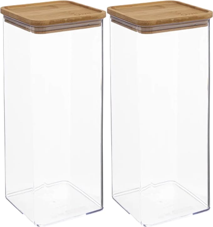 5Five - 2x - Keuken voorraadpot - Berlino - kunststof/bamboe - 2000 ml