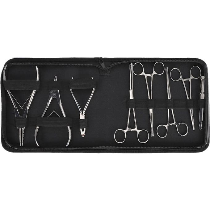 8 stuks Professionele Roestvrijstalen Body Piercing Instrumenten Kit Gereedschap Body Art gray