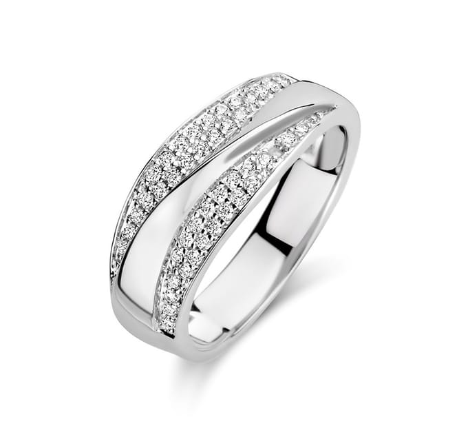 Zilver Gerhodineerde Ring zirkonia 1333735 16.50 mm (52)