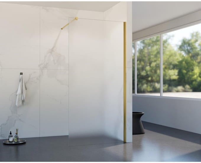FugaFlow Eccelente Vetro inloopdouche badkamer - 120x200cm - mat glas - wandarm - geborsteld messing