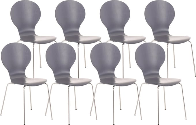 CLP Diego Set van 8 stapelstoelen Hout/grijs
