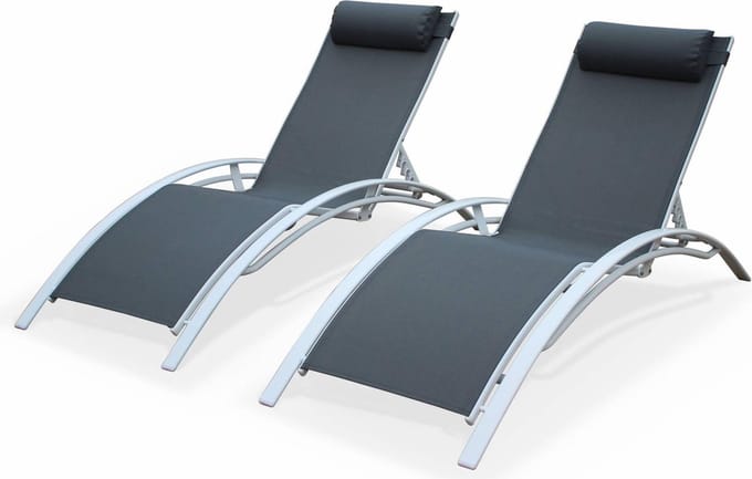 sweeek - Set van 2 aluminium en textileen ligbedden - louisa