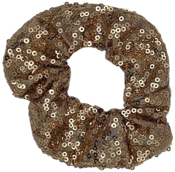 Scrunchie - elastiek - glimmende stof - glitters - pailletten - kerst - rosé