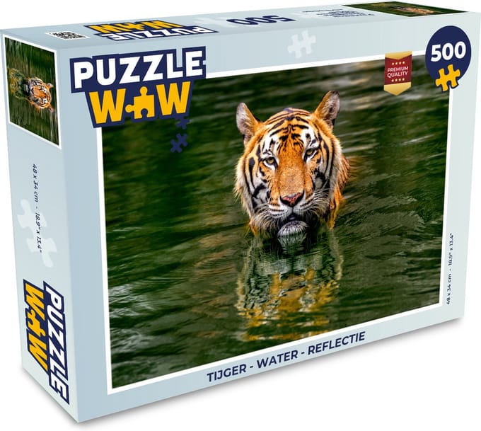 Puzzel Tijger - Water - Reflectie - Legpuzzel - Puzzel 500 stukjes