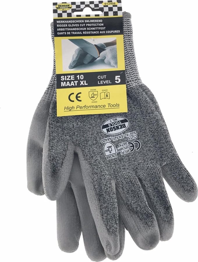 Benson Snijwerende werkhandschoenen - PU Flex - XL - zwart - maat 10