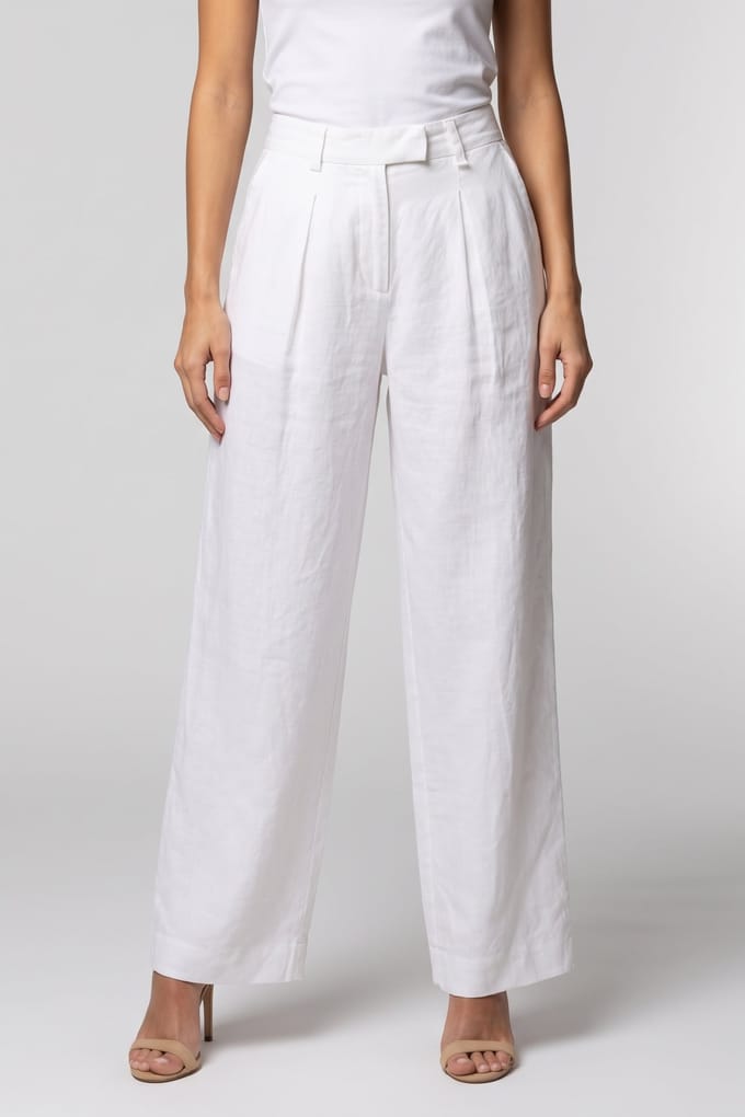 ARKET Ebbe Linen White Maat: 42 | Pantalons Outlet | Dames | Wit