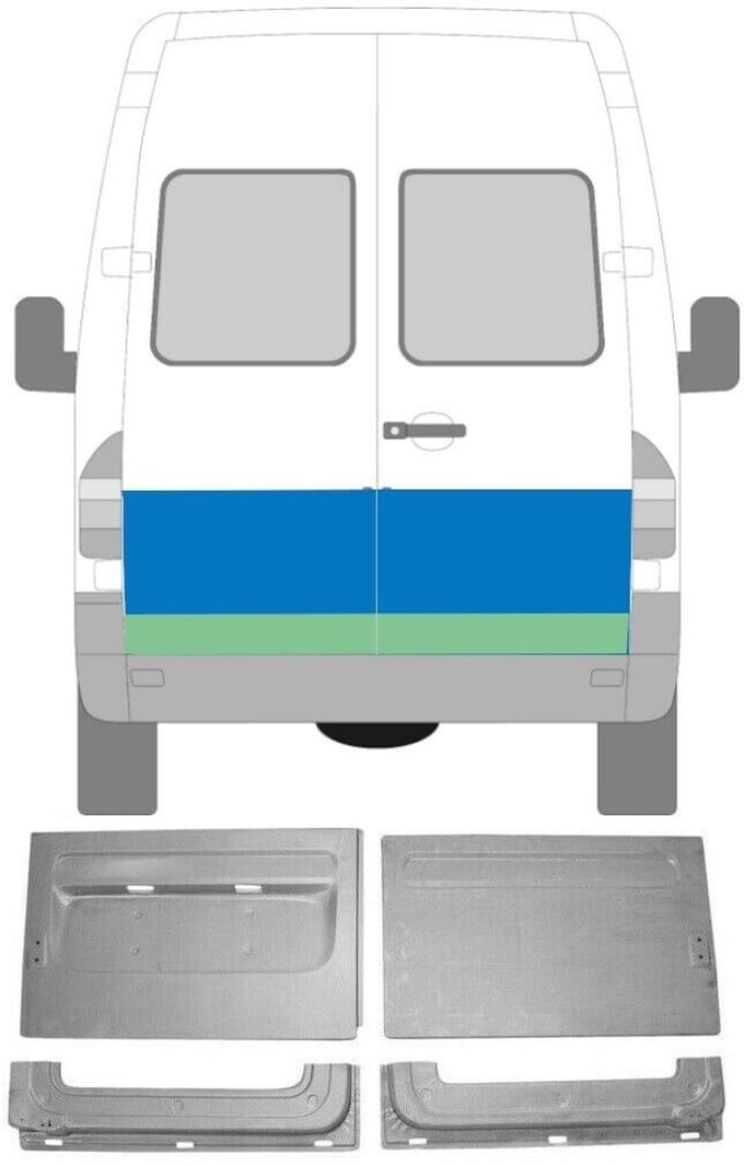 Reparatie plaatwerk achterste deuren voor Mercedes Sprinter 1995-2006