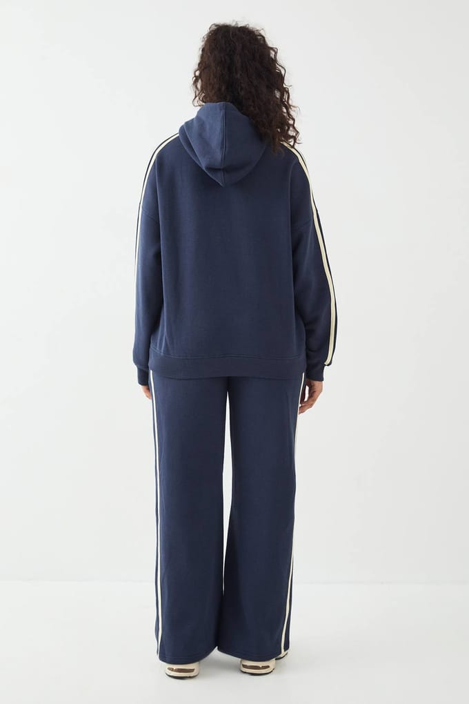 Dames DSGN Studio Side Stripe Straight Leg Jogger | Navy | Maat: XL