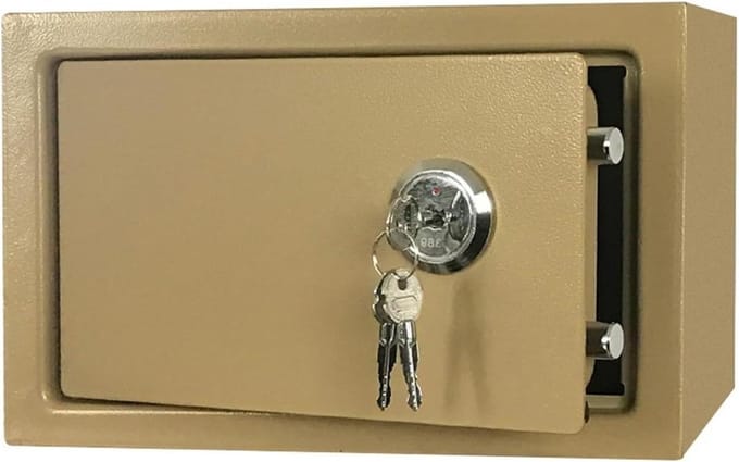 Documentenkluis - Stalen kluis - Thuisopslag - Antidiefstal - 17x23x17 cm - Goud
