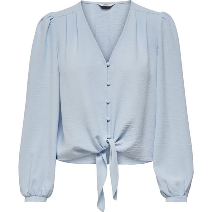 ONLY  Maat M - ONLMETTE L/S BUTTON KNOT TOP WVN - Dames - Blouses