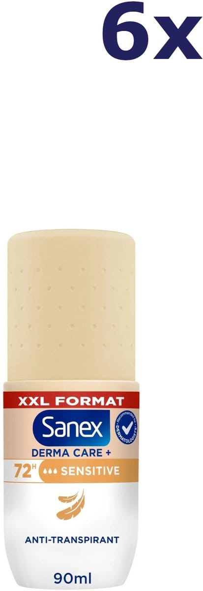 6x Sanex Deo roll-on - 90ml - derma care - sensitive