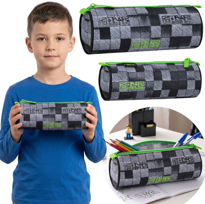 Game Schooletui voor jongens, rond, etui voor schoolspullen 22x8x8 cm