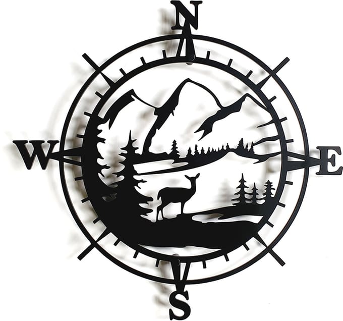 Decorizzly FOREST - Wanddecoratie - Róża Wiatrów - Kompas - 3D