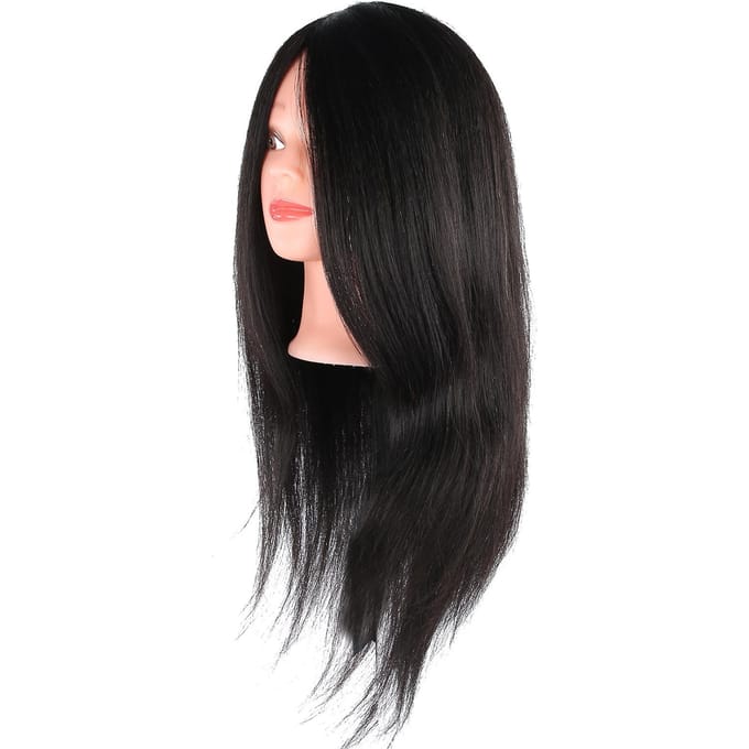 Tête de Mannequin Coiffure Cheveux Humains Entraînement Pratique Cosmétologie Tête de Mannequin Marron noir