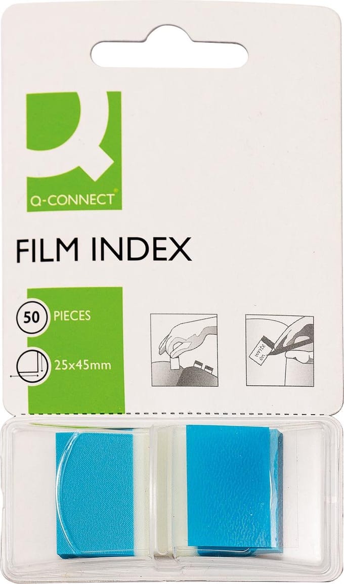 Q-CONNECT index, ft 25 x 45 mm, 50 tabs, blauw 12 stuks