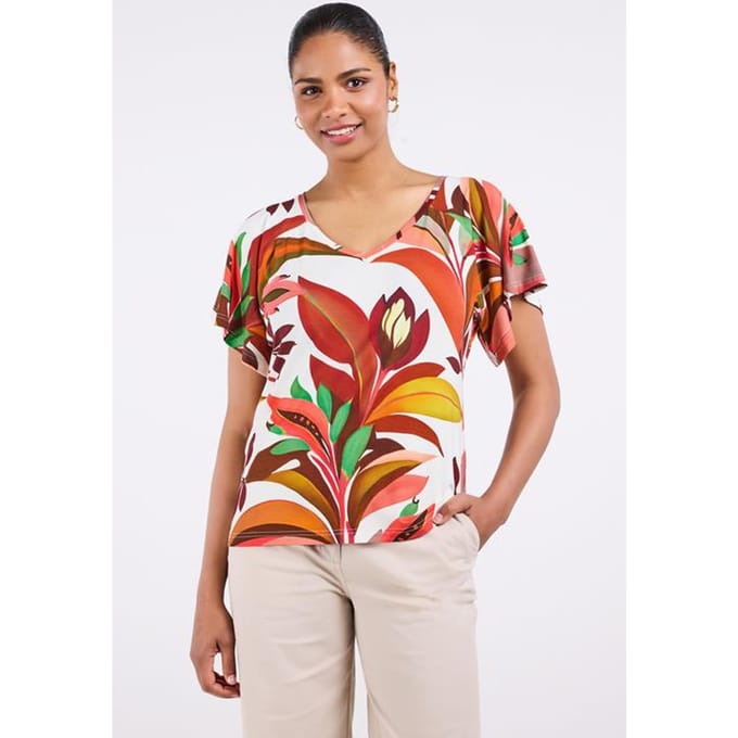 DIDI Dames T-shirt Jeska Brown Bamboo print maat 42