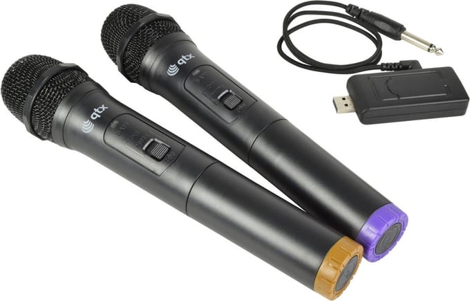 QTX U-Mic dubbele draadloze USB microfoon UHF 863.2 Mhz + 864.8 MHz
