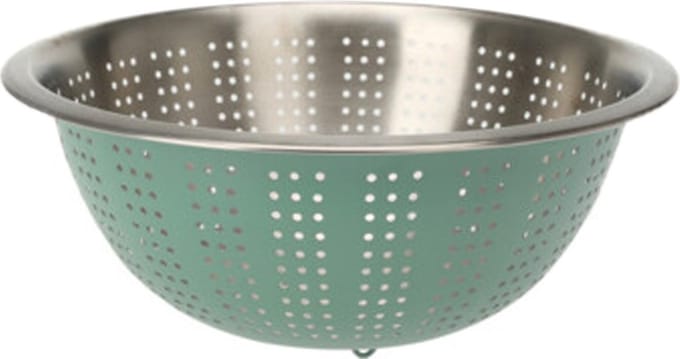 Excellent Houseware RVS keuken vergiet/zeef - afgieten etenswaren - mintgroen - 27 x 12.5 cm