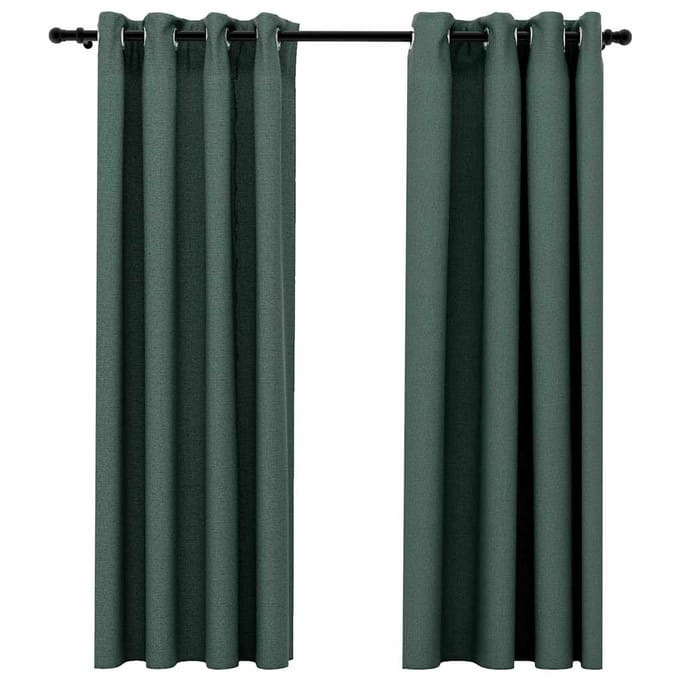 vidaXL - Gordijnen - linnen-look - verduisterend - ogen - 2 - st - 140x175 - cm - groen