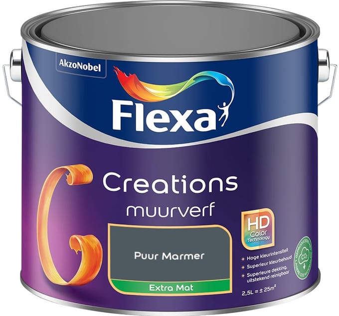 Flexa - Creations Muurverf Extra Mat - Puur Marmer - Mengverf - 2,5 L